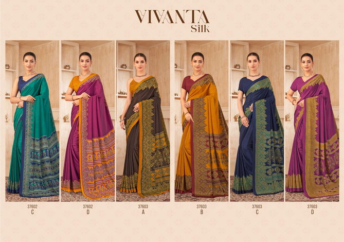 Vivanta Silk 38 By Ruchi Silk Crepe Printed Sarees Wholesale Shop In Surat